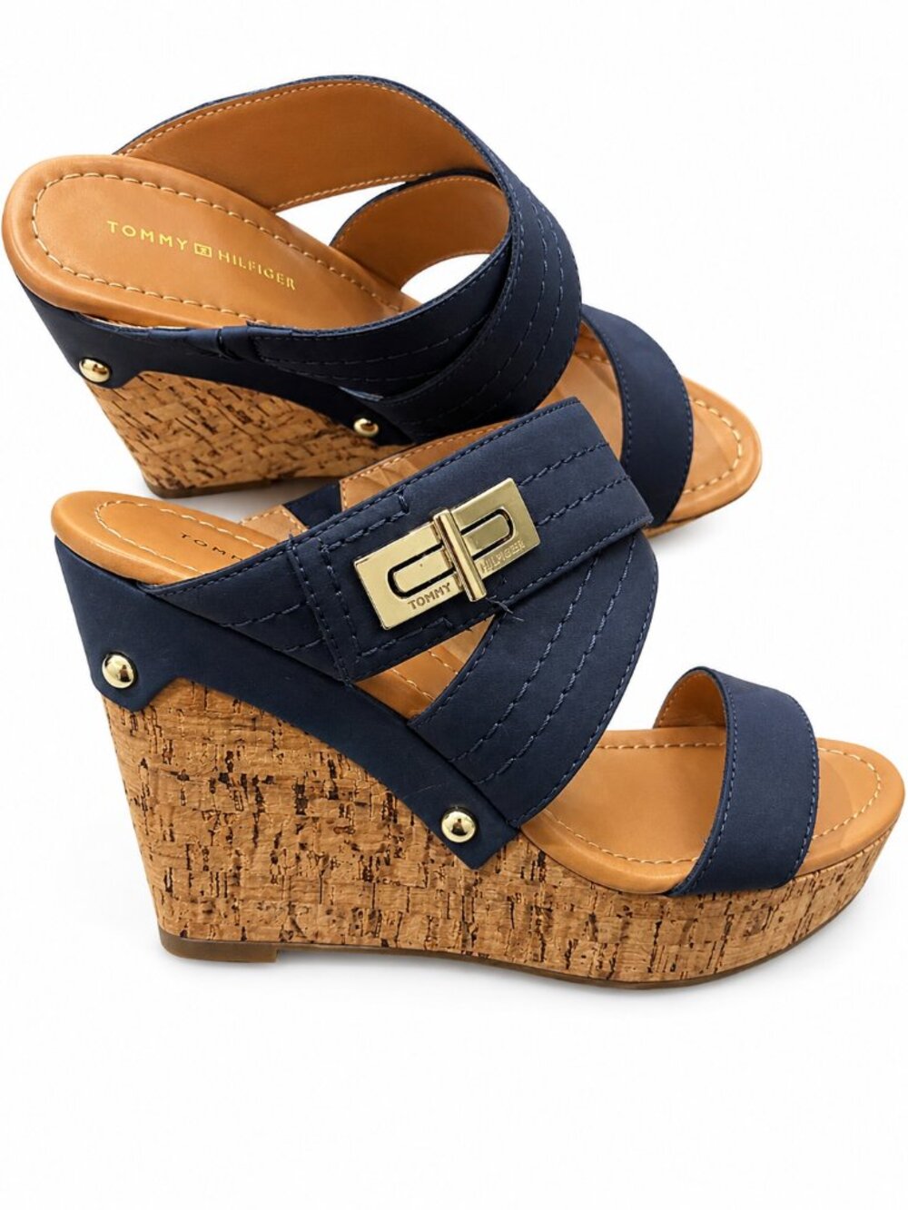 Tommy Hilfiger Women's Navy Blue Wedge Sandals – Size 8M